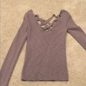 Knit sweater with open back